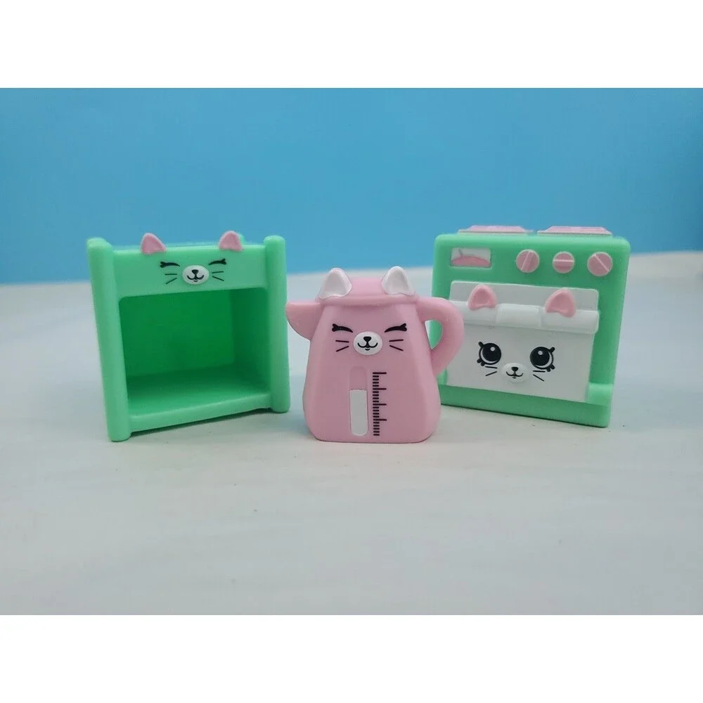 Shopkins Happy Places Kitty Kitchen Petkins Furniture Lot Mint Green Oven...